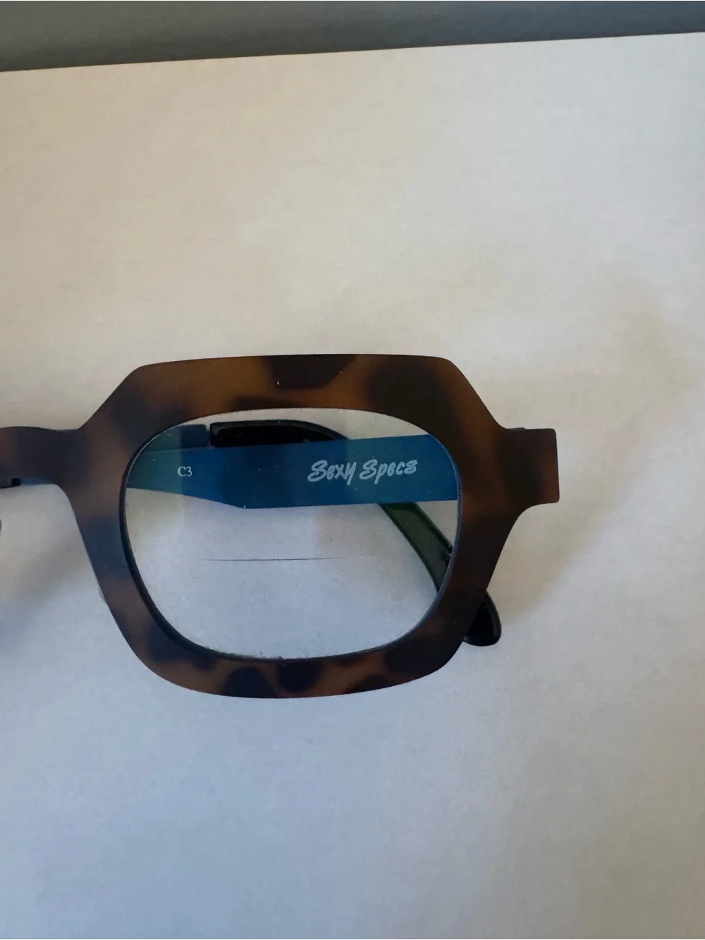 SEE Eyewear 2365 Tortoise Blue Geometric Statement Frames France Case‎ Cloth